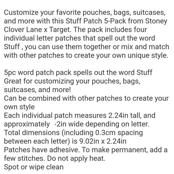 Stoney Clover Ln x Target "STUFF" DIY Patches NWT - Picture 4 of 4